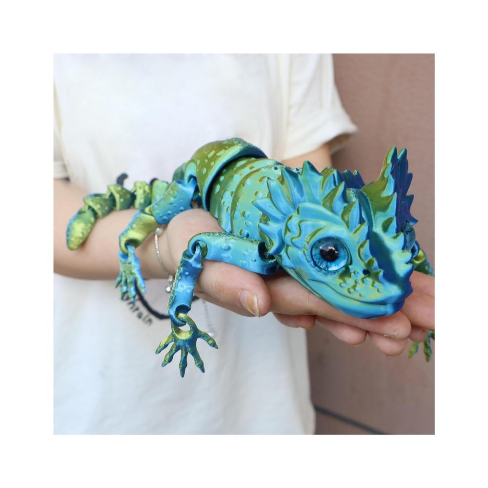 3 d Printed Animals 3-d Printed Stuff Lizard for Surprise Fantasy Gifts Desert Landscaping 33cm/13in-Blue Gold