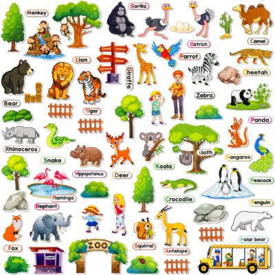 PENGFULL Felt Flannel Board Story Pieces for Toddlers PreschoolKids Interactive Storytelling Teaching Play Kits for Flannel Board or Felt Boardwith Words Felt PiecesZoo