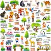PENGFULL Felt Flannel Board Story Pieces for Toddlers PreschoolKids Interactive Storytelling Teaching Play Kits for Flannel Board or Felt Boardwith Words Felt PiecesZoo view 1