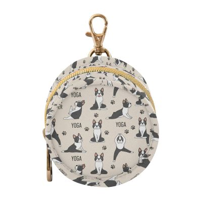 Cartoon Yoga Dogs Beige Print Pacifier Holder Case for Diaper Bag Portable Travel Pacifier Storage Case with Clip Newborn Baby Pouch for Baby Boys Girls Outdoor Purse