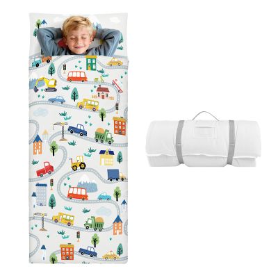 Kids Sleeping Bag Toddler Nap Mat with Removable Pillow, Large Foldable Sleeping Bag for Girls Boys, Easy Clean Slumber Bag for Camping School Preschool Daycare, 5924 inch