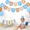 1st Birthday Decorations for Boy - Felt Happy Birthday Banner First Birthday High Chair Banner, Crown Hat, Cake Topper, Pre-Strung Highchair Birthday Banner Birthday Party Supplies (KBlue One) view 4
