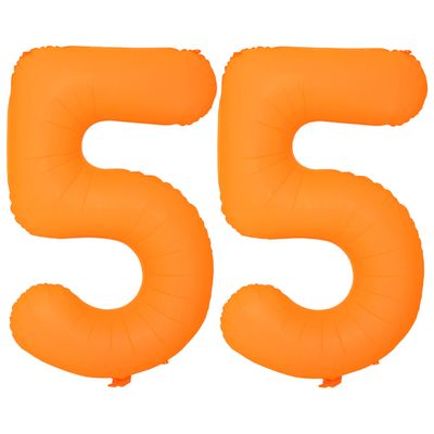 Orange Birthday Number 55 Balloons 40 IN Fluorescent Orange 55 Helium Foil Balloons For 55th Boys Girls Birthday Decorations 55 Year Old Wedding Fluorescent Party Supplies