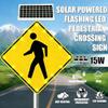 30" Solar LED Pedestrian Crossing Sign - Flashing Traffic Warning, Durable Aluminum IP65 Weatherproof, Ideal for Parks & Schools, Bright Blinking Crosswalk Sign view 2