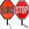 Double-Sided Handheld Stop-Slow Traffic Sign with Reflective Surface, Rechargeable LED Light, Steady/Flashing Modes for Enhanced Road Safety view 1