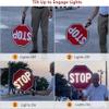 Double-Sided Handheld Stop-Slow Traffic Sign with Reflective Surface, Rechargeable LED Light, Steady/Flashing Modes for Enhanced Road Safety view 3