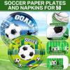 100Pcs Soccer Plates and Napkins Party Supplies - Soccer Birthday Party Decorations Tableware Set, Disposable Paper Dinner Plates Napkins for Sport Themed Soccers Parties Table Decor Favors, Serves50 view 3