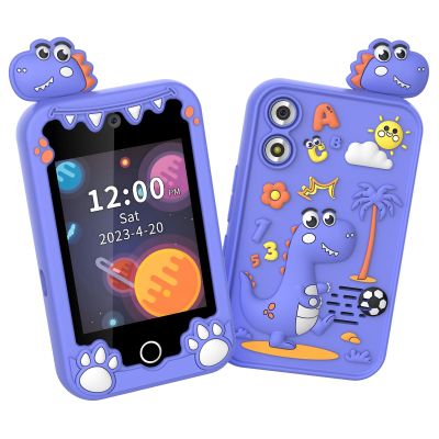 LAISANIM Kids Smart Phone, 2.8 Inch Touchscreen Learning Toy with Dual Camera and 8GB Memory, Educational Boys and Girls Ages 3-12 (Purple Dinosaur)