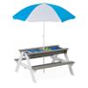Senmate 3-in-1 Kids Wooden Picnic Table with Adjustable 43" Umbrella, Convertible Sand & Water Activity Table, Solid Cedar Wood, Water-Based Coating, Seats 4 Ages 3+, Gray view 1