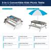 Senmate 3-in-1 Kids Wooden Picnic Table with Adjustable 43" Umbrella, Convertible Sand & Water Activity Table, Solid Cedar Wood, Water-Based Coating, Seats 4 Ages 3+, Gray view 4