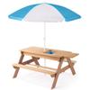 Senmate 3-in-1 Wooden Kids Picnic Table with Adjustable 43" Umbrella, Converts to Sand & Water Activity Table, Seats 4 Kids Age 3+, Natural Cedar view 1