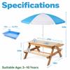 Senmate 3-in-1 Wooden Kids Picnic Table with Adjustable 43" Umbrella, Converts to Sand & Water Activity Table, Seats 4 Kids Age 3+, Natural Cedar view 2