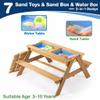 Senmate 3-in-1 Wooden Kids Picnic Table with Adjustable 43" Umbrella, Converts to Sand & Water Activity Table, Seats 4 Kids Age 3+, Natural Cedar view 4