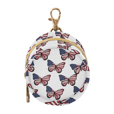 WIFIU Blue Red Butterflies Baby Pacifier Holder Case with Clip Portable Pacifier Storage Organizer Round Container Pouch Box Fits Diaper Bag Stroller Purse