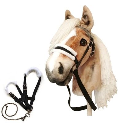Set Hobby Horse Haflinger A3 with Bridle and Black Halter - Realistic Hobbyhorse for Kids 4-12 Years