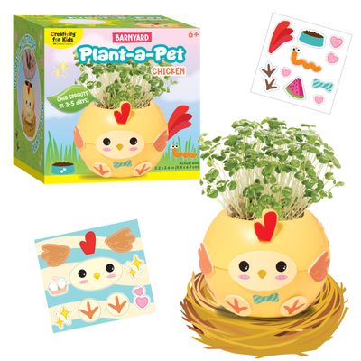 Creativity for Kids Plant-a-Pet Barnyard Chicken Kit | Decorate, Plant & Grow Your Own Pet | Chia Seed Gardening Craft | Spring Crafts & Screen-Free Kids Activity (Ages 6+)