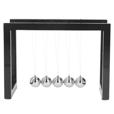 Balance Pendulum Ball, Desk Swing Physics Toy, Acrylic and Iron Newton's Cradle for Stress Relief and Educational Science Demonstration on Office or Home Desk (Black)