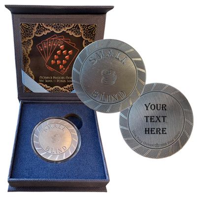 Monarch Precious Metals Custom Engraved Small Blind Poker Button | 1 oz Fine Silver | Gift Box