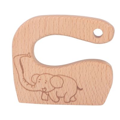 RASTKY Wooden Kids Chopper Safe Beech Wood Knife Kids Cooking Toy for Age 2-8 Kitchen Outdoor Activities (Elephant)