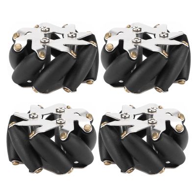 4pcs 48mm Steel Mecanum Wheels Set, Left and Right Omni Wheels for Robot Car, 8 TPR Rollers per Wheel with 3kg Load Capacity, Compatible with RC Model Car Drive System