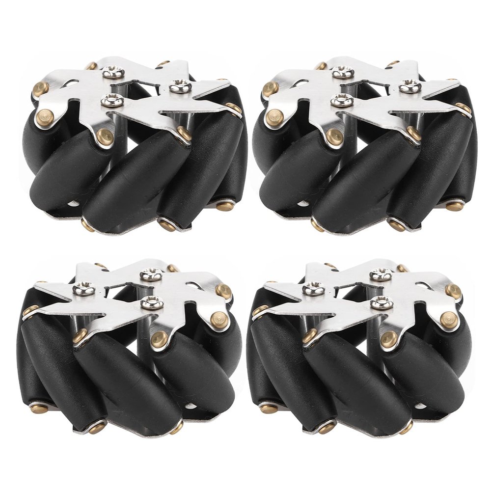 4pcs 48mm Steel Mecanum Wheels Set, Left and Right Omni Wheels for Robot Car, 8 TPR Rollers per Wheel with 3kg Load Capacity, Compatible with RC Model Car Drive System