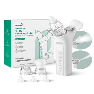 GROWNSY 3-in-1 Baby Nasal Aspirator Spray, Suction & Mist, Light Grey