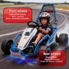 24V 8.5 MPH Electric Go Kart for Kids, 400W Powerful Drift Kart w/Front EVA Wheel & Metal Frame, Ride on Toy w/Music & Lights, Suspension, 2 Speed, 5 Point Harness, Crazy Cart for Ages 6+, Blue view 3