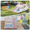 Albott Inflatable Bounce House, Water Slide with Jumping Area, Climbing Wall, Splash Pool and Water Gun, Indoor Outdoor Jumper for Big Children, Air Blower Included, Pastel Color, 121x93x69 Inch view 3