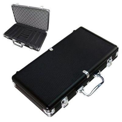 Aluminum Poker Chip Case - 300 Pieces, Storage Box with Matte Black Finish, Protection Container with Durable Build, Accessory Compact Design, Chip Holder for Family Friends