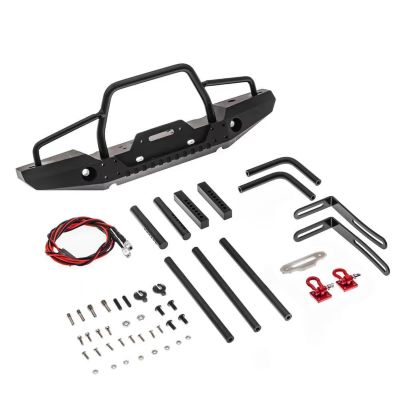 Rc Bumper Parts For Trx-4 D90 D110 For Defender For Axial For Scx10 90046 1/10 Metal Front Bumper With Light RC Crawler Car Upgrade Parts