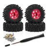0.7 Inch RC Crawler Tires and Wheels Set 4016mm for 1/30 Scale Axial SCX30 (Red) view 1