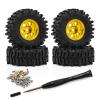 0.7 Inch RC Crawler Tires and Wheels Set 4016mm for 1/30 Scale Axial SCX30 (Golden) view 1
