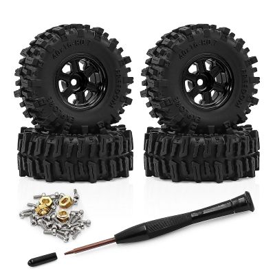0.7 Inch RC Crawler Tires and Wheels Set 4016mm for 1/30 Scale Axial SCX30 (Black)