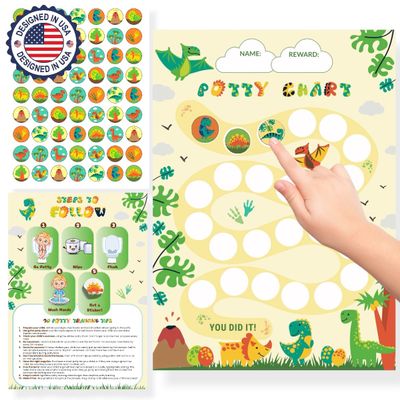 Dinosaur Potty Training Chart for Toddlers Boys with 250+ Reward Stickers