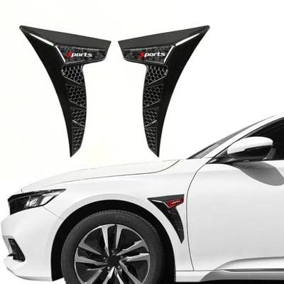 EAGRI 2 Pcs Car Spoiler for 2018-2024 Ford Expedition/Lincoln Navigator, Side Fender Vents Decoration Air Flow Intake Sticker Auto Exterior Shark Gills,Black