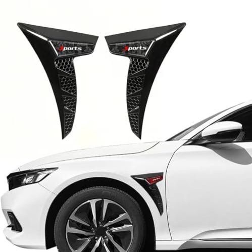 EAGRI 2 Pcs Car Spoiler for Tesla Model 3 Highland 2025 2024, Side Fender Vents Decoration Air Flow Intake Sticker Auto Exterior Shark Gills,Black