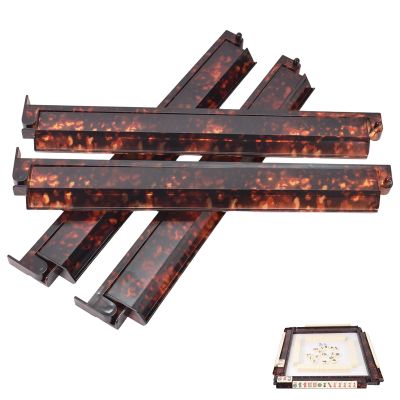 Tortoise Shell Rack & Pusher Set,Tortoise Shell Acrylic Mahjong Rack Set,Acrylic Inlaid Mahjong Racks and Tile Pusher,Extra Long 17.5 Inch Tile Holders,4 Racks for American Glossy Finish