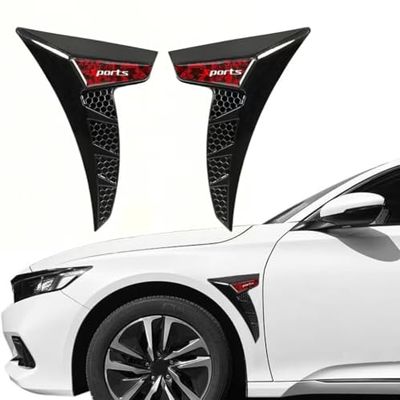 EAGRI 2 Pcs Car Spoiler for Toyota RAV4 2019-2024 2025, Side Fender Vents Decoration Air Flow Intake Sticker Auto Exterior Shark Gills,Red