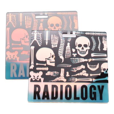 2 PCS X-Ray/Radiology Badge Buddy Anatomy Skeleton Horizontal Holographic Badge Buddy Gift for Xray Radiology Technique Work Accessories Rad Tech Student Essentials (Radiology)