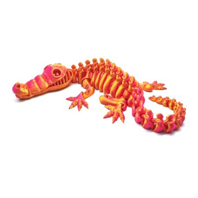 3 d Printed Animals 3-d Printed Stuff Crocodile Skeleton for Stress Relief Home Office Decompression Decor Executive Desk Toys-Red Gold||34cm/13.4in