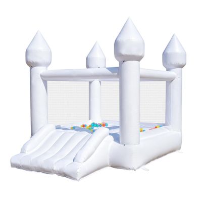 HAPYBOUCY PVC White Bounce House, Bounce House for Kids 3-6 with Slide, Bouncy House Blower Included for Indoor Outdoor Use, 11ft L x 8ft W x 8ft H, Kids Bouncy Castle, Blow Up Jumping Bouncer