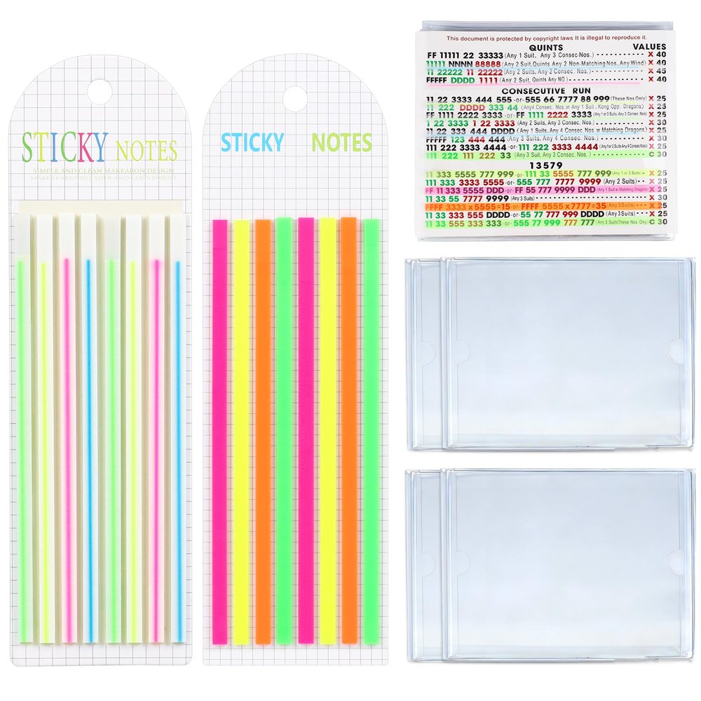 4Pcs Mahjong Card Holder & 320Pcs Line Finder Notes,Quickly Identify Rules