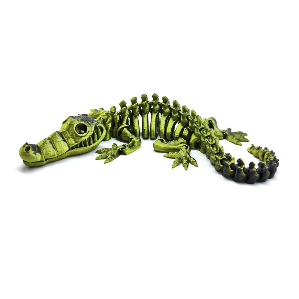 3D Printer Toys 3D Printed Animal Crocodile Skeleton for Stress Relief Home Office Decompression Decor Executive Desk Toys-Black Gold||34cm/13.4in