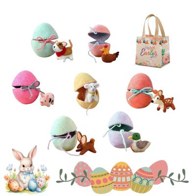 2026 New Easter Arrivals - Surprise Easter Egg from Wool Felt, Decorative Handmade Felt EasterEgg with Hidden Toy, Ideal for Reusable EasterBaskets (7pcs)