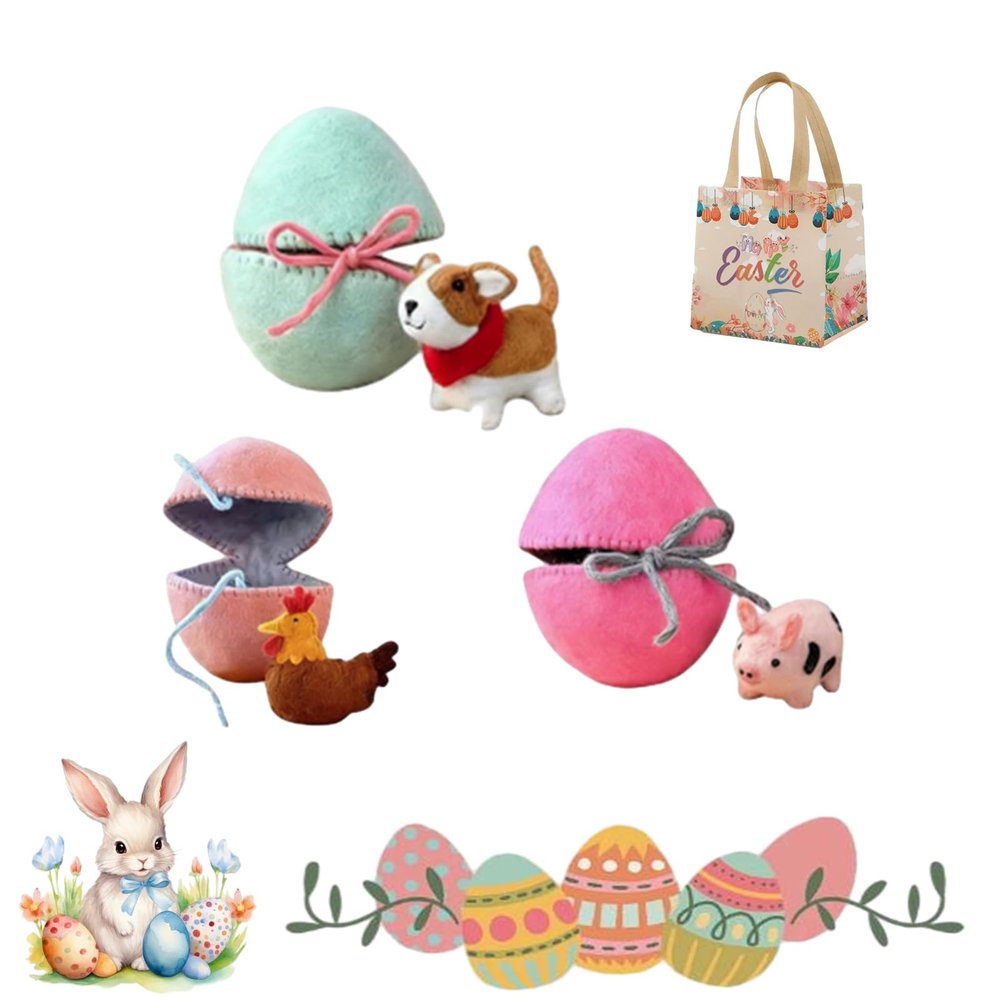 2026 New Easter Arrivals - Surprise Easter Egg from Wool Felt, Decorative Handmade Felt EasterEgg with Hidden Toy, Ideal for Reusable EasterBaskets (#2)