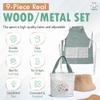 Magorius Kids Gardening Tools Set - 9 Piece Real Metal Tools with Sturdy Wood Handles, Includes Washable Apron, Hat, Tote Bag and Watering Can - STEM Outdoor Learning Gift for Boys and Girls. view 3