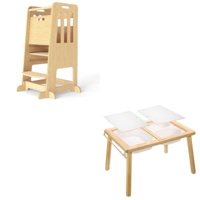 WINGYZ Natural Helper Tower & Double Sensory Table Set