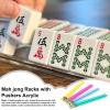 4 Colors Mahjong Racks with Pushers - Clear Acrylic Mahjong Rack and Pusher Combo, 18.5 Inch Modern American Ma-hjong Tile Racks, Family Game Night view 2
