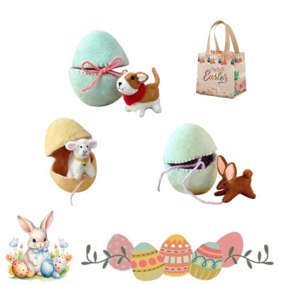 2026 New Easter Arrivals - Surprise Easter Egg from Wool Felt, Decorative Handmade Felt EasterEgg with Hidden Toy, Ideal for Reusable EasterBaskets (#4)
