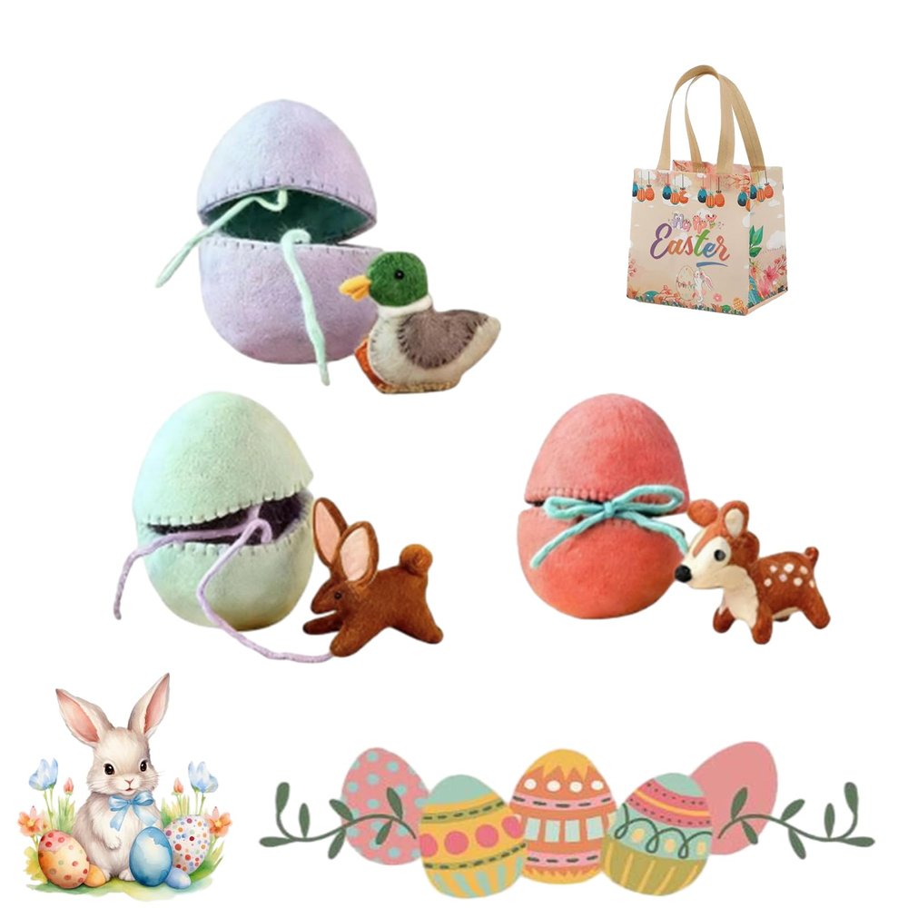 2026 New Easter Arrivals - Surprise Easter Egg from Wool Felt, Decorative Handmade Felt EasterEgg with Hidden Toy, Ideal for Reusable EasterBaskets (#1)